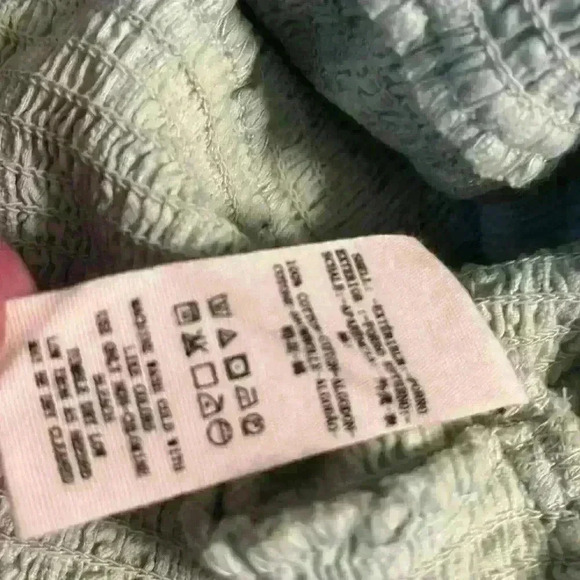 FREE PEOPLE Smocked Cinched Waist Sea Foam Green Size Small​ - Picture 7 of 9